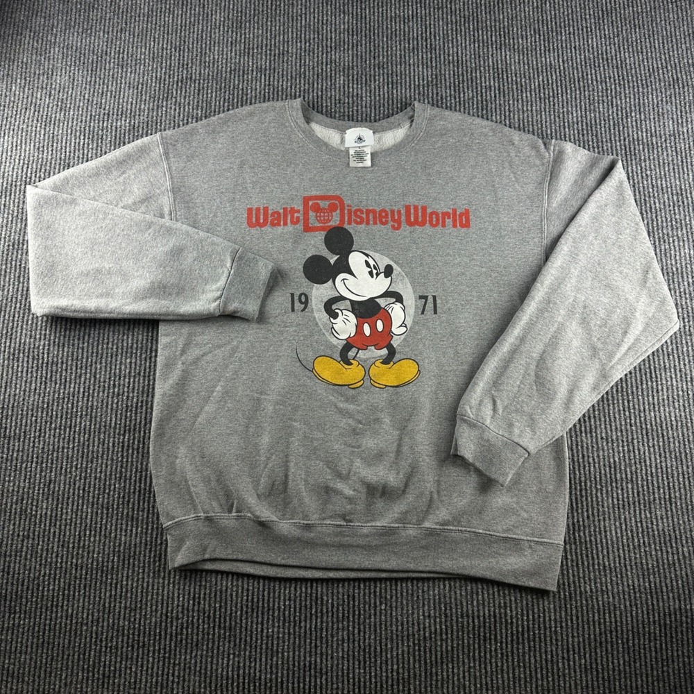 Disney Parks Walt Disney World Mickey Mouse Sweatshirt Gray Mens Large 1971